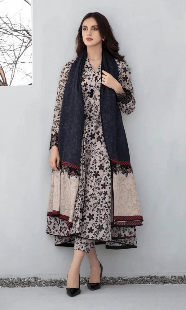 3 Piece Unstitched Digital Printed Khaddar Suit with Printed Khaddar Dupatta