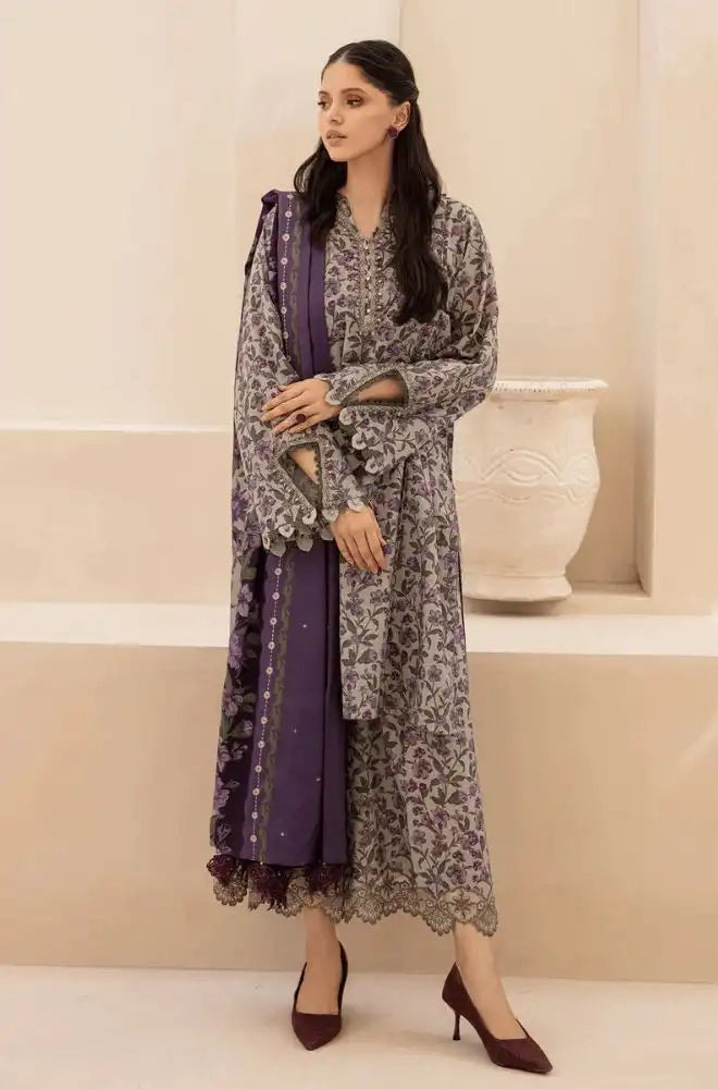 3 Piece Unstitched Digital Printed Khaddar Suit with Printed Khaddar Dupatta