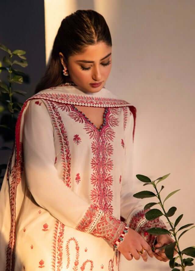 3 Piece Unstitched Heavy Embroidered Dhanak Suit with Heavy Embroidered Dhanak Wool Shawl