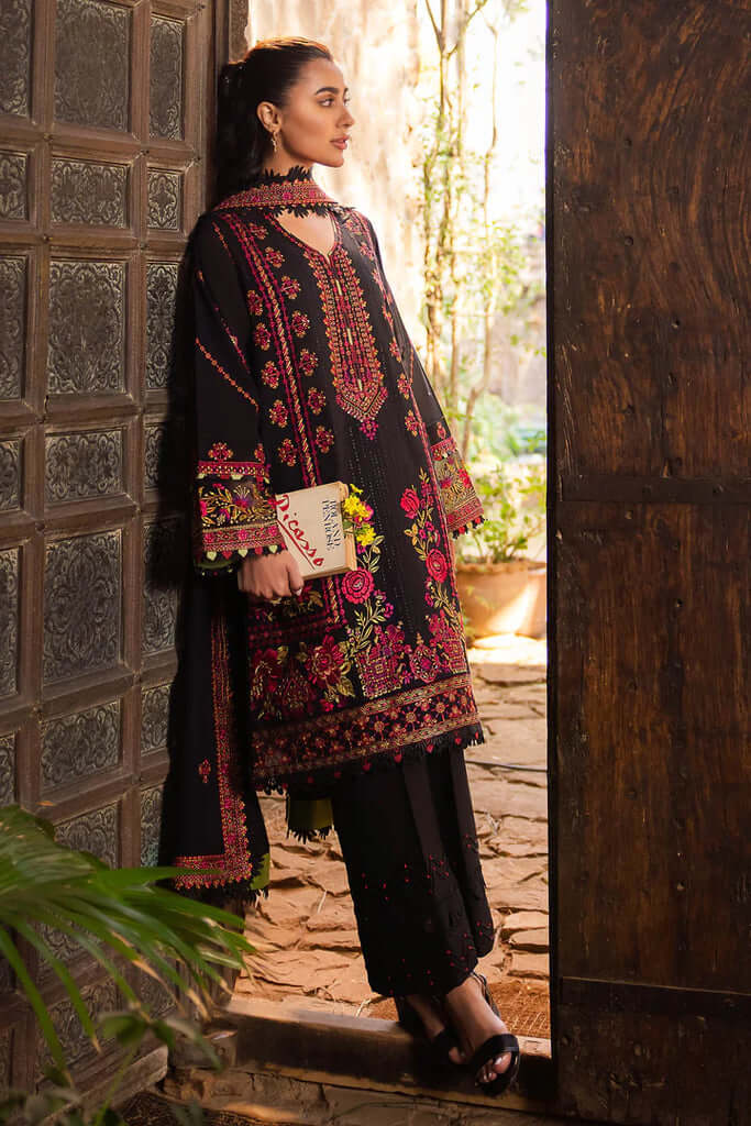 3 Piece Unstitched Heavy Embroidered Dhanak Suit with Heavy Embroidered Dhanak Wool Shawl