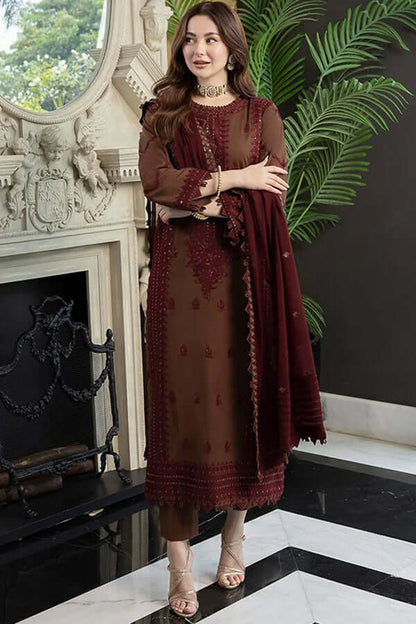 3 Piece Unstitched Heavy Embroidered Pure Lawn Suit with Heavy Embroidered Lawn Dupatta