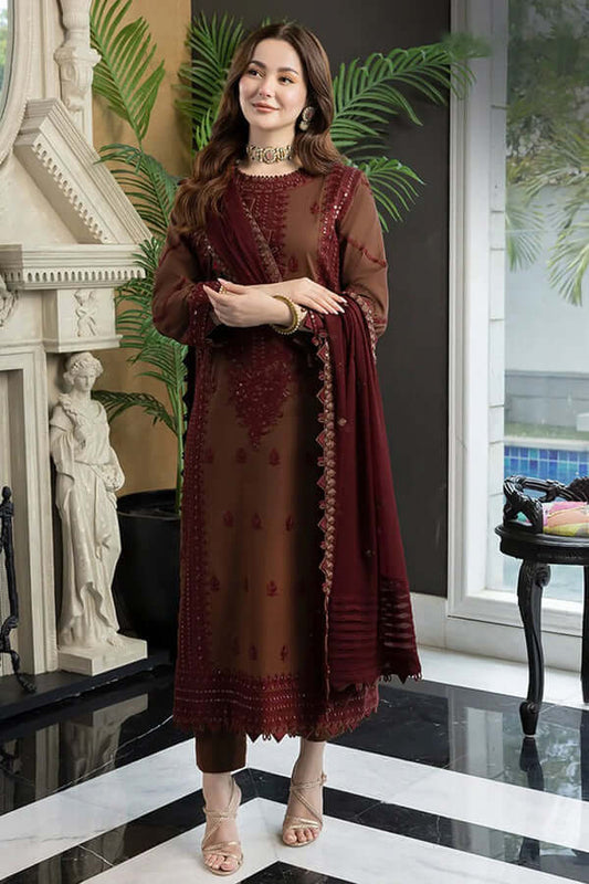 3 Piece Unstitched Heavy Embroidered Pure Lawn Suit with Heavy Embroidered Lawn Dupatta