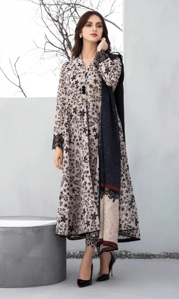 3 Piece Unstitched Digital Printed Khaddar Suit with Printed Khaddar Dupatta