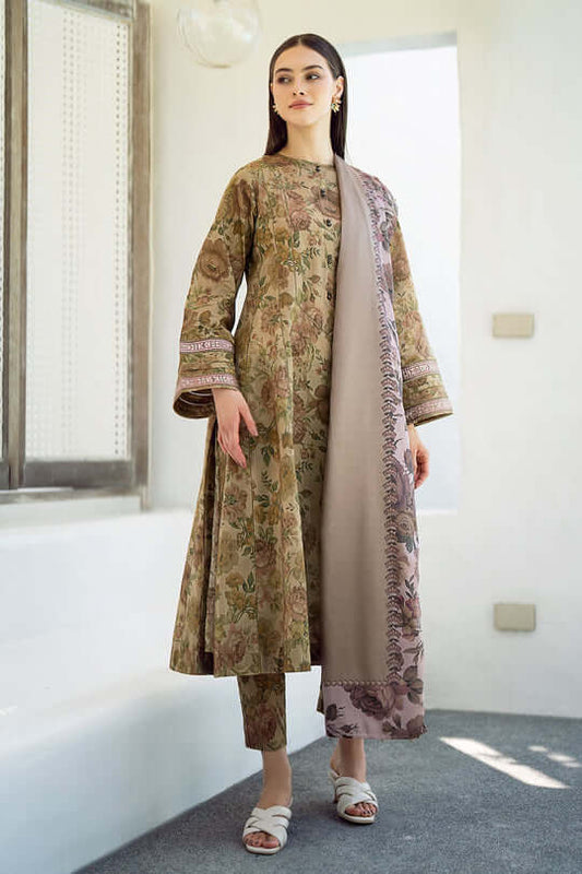 3 Piece Unstitched Digital Printed Khaddar Suit with Printed Khaddar Dupatta