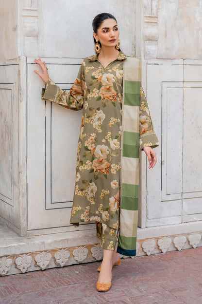 3 Piece Unstitched Digital Printed Khaddar Suit with Printed Khaddar Dupatta