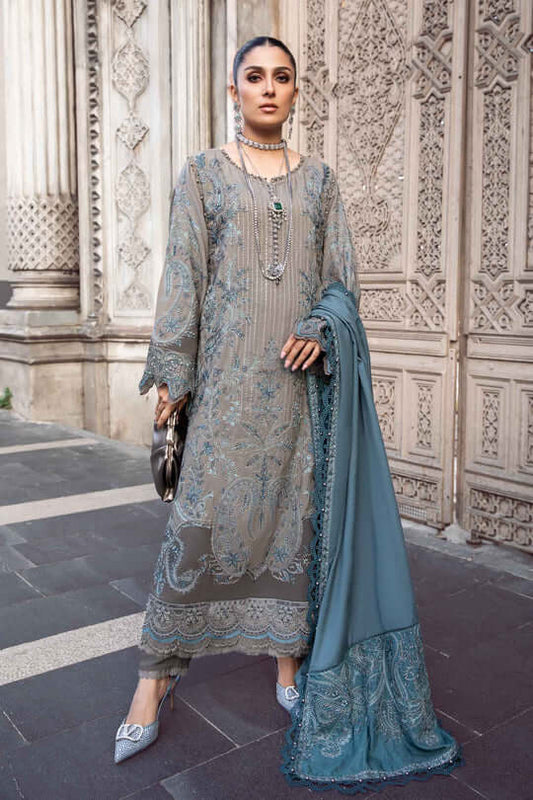 3 Piece Unstitched Heavy Embroidered Dhanak Suit with Heavy Embroidered Dhanak Wool Shawl