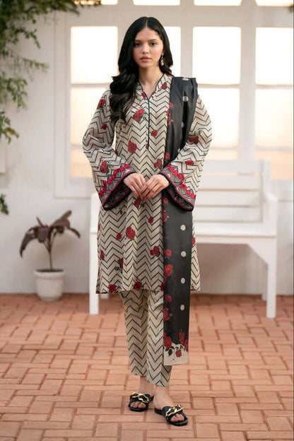 3 Piece Unstitched Digital Printed Khaddar Suit with Printed Khaddar Dupatta