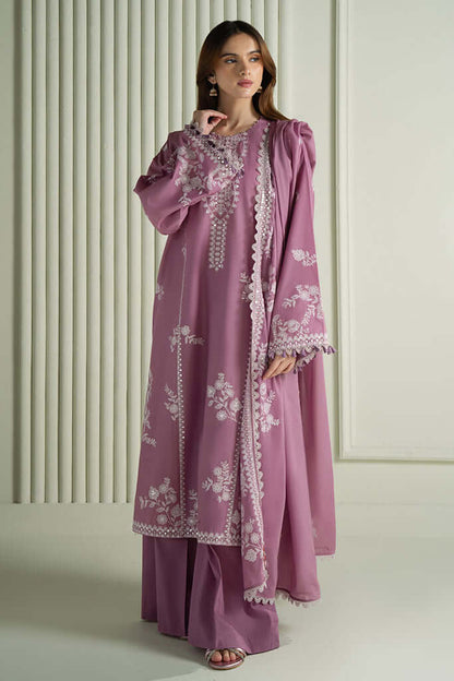 3 Piece Unstitched Heavy Embroidered Dhanak Suit with Four Sided Embroidered Dhanak Shawl