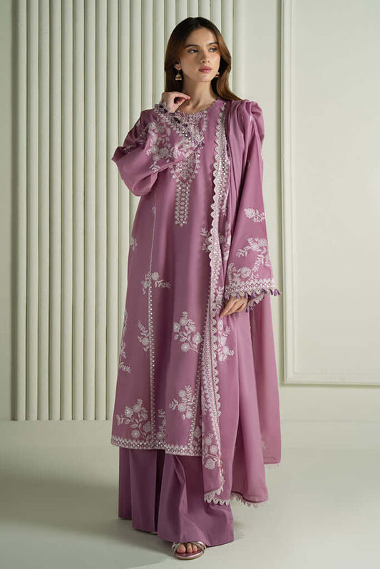 3 Piece Unstitched Heavy Embroidered Dhanak Suit with Four Sided Embroidered Dhanak Shawl