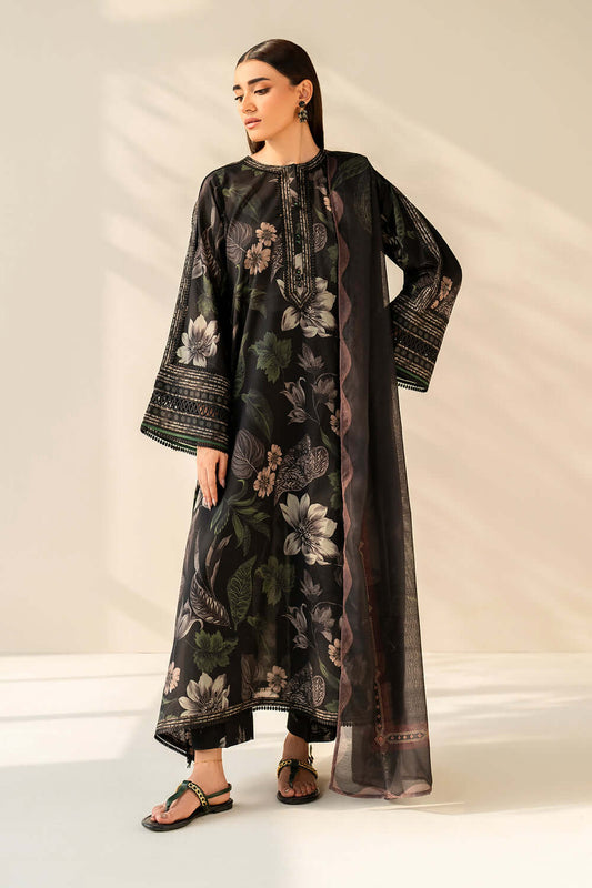 3 Piece Unstitched Embroidered Khaddar Suit with Printed Khaddar Dupatta
