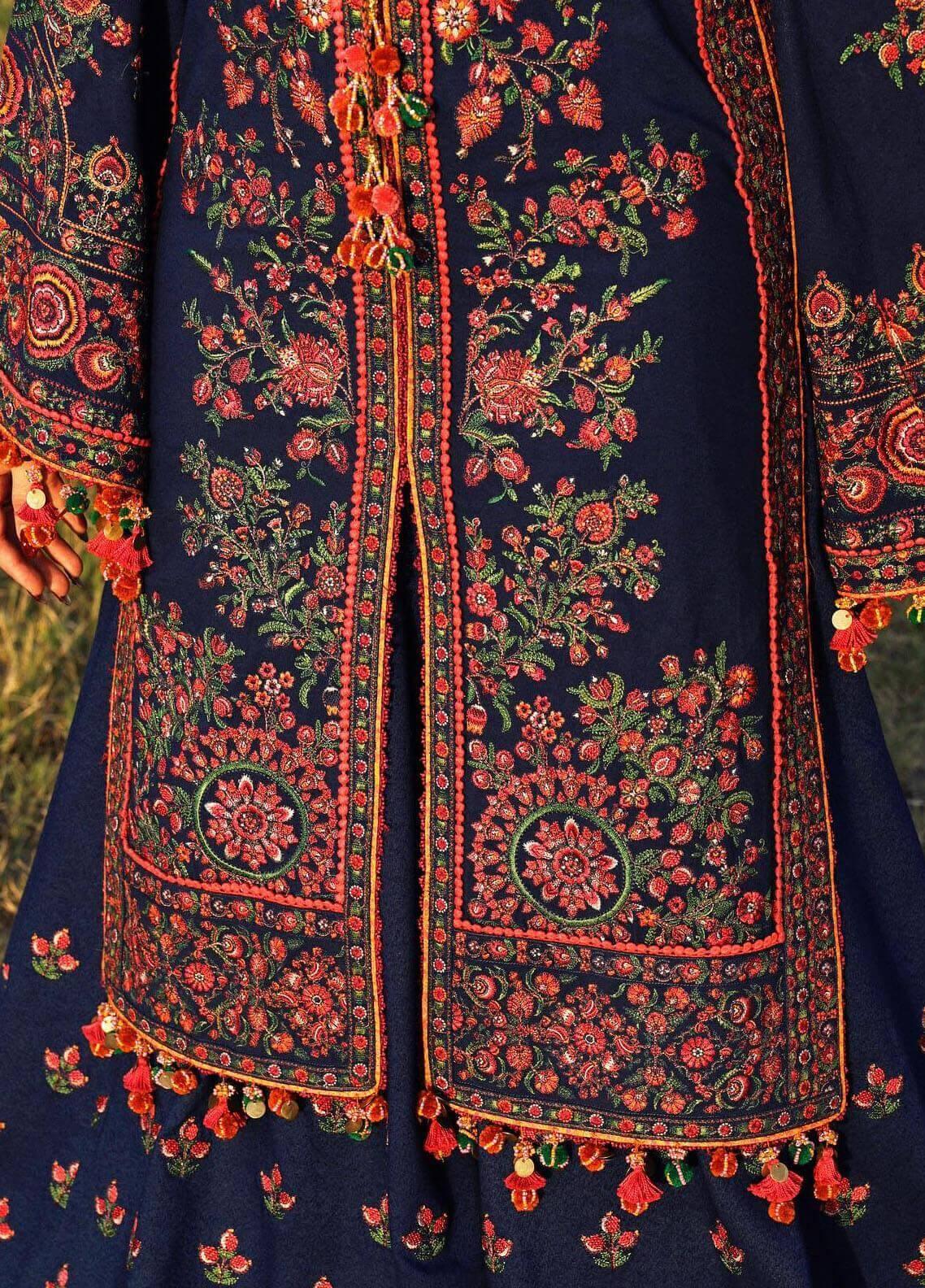 3 Piece Unstitched Heavy Embroidered Dhanak Wool Suit With Four Sided Embroidered Dhanak Shawl - Malam