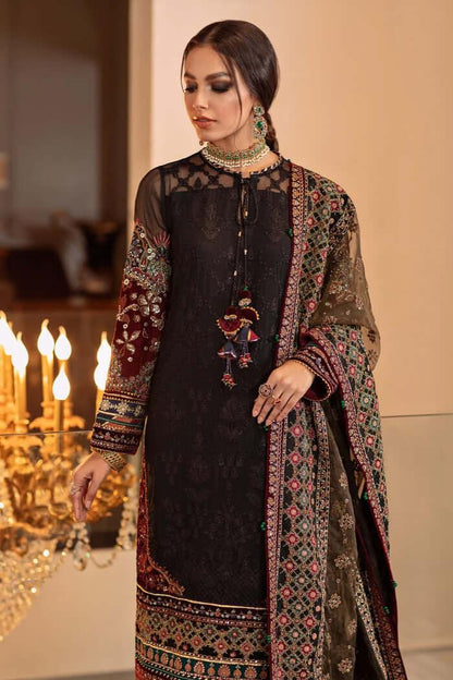 3 Piece Unstitched Heavy Embroidered Lawn Suit With Heavy Embroidered Organza Dupatta - Malam