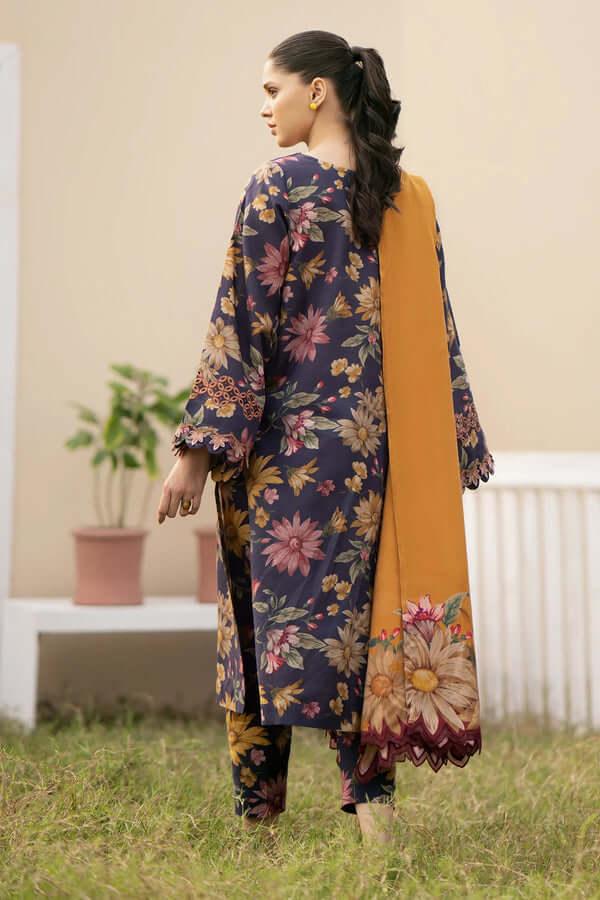 3 Piece Unstitched Digital Printed Lawn Suit with Digital Printed Lawn Dupatta - Malam